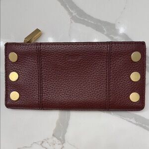 Hammitt Burgundy Leather Wallet with Gold Accents